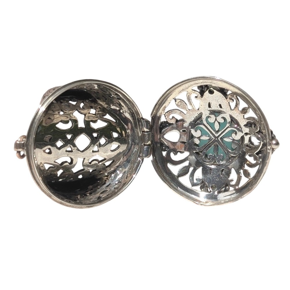 Sarda Sterling Silver 925 Green Chalcedony Poison Locket Ring Size 6 Balinese - Picture 3 of 10
